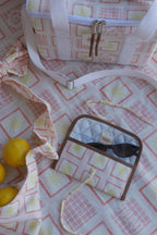 ZAZZA Red sunglasses case (with sunglasses inside) styled with red picnic collection & lemons 